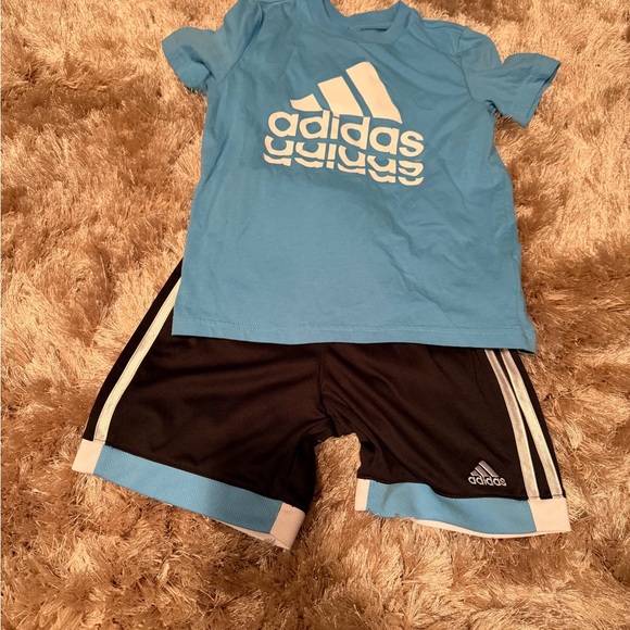 adidas Other - adidas Light Blue Logo Tee with Black Athletic Shorts